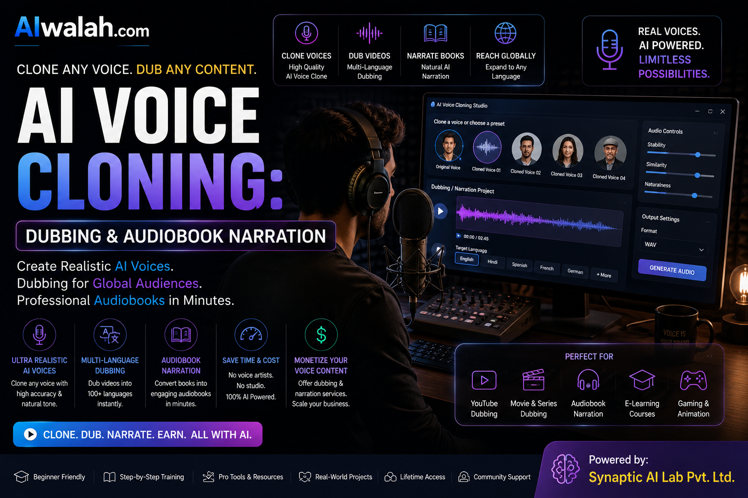 AI Voice Cloning: Dubbing & Audiobook Narration